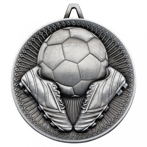 FOOTBALL DELUXE MEDAL - ANTIQUE SILVER 2.35in